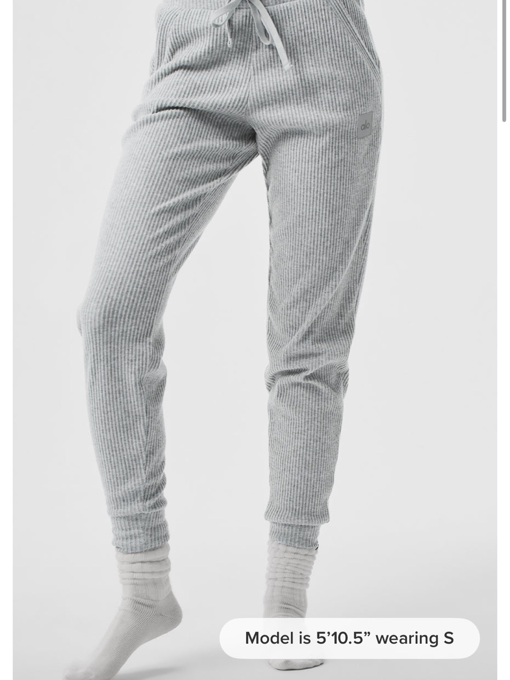 ALO Yoga Light Gray Ribbed Lounge Pants
